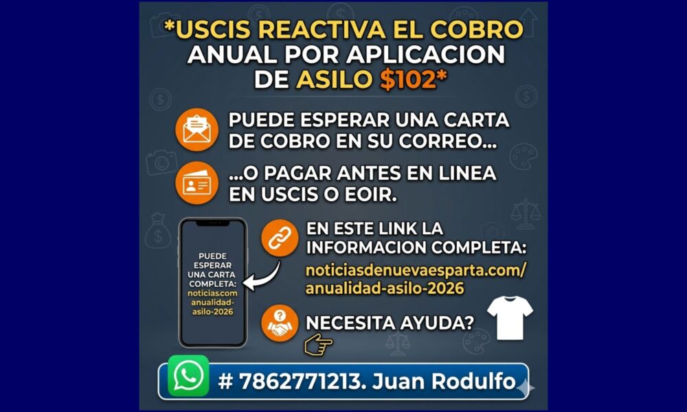 USCIS Reactiva cobro anualidad de Asilo 2026