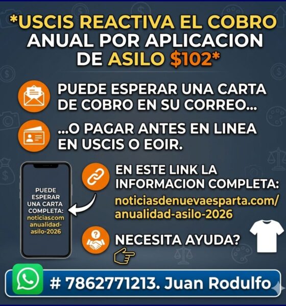 USCIS Reactiva cobro anualidad de Asilo 2026