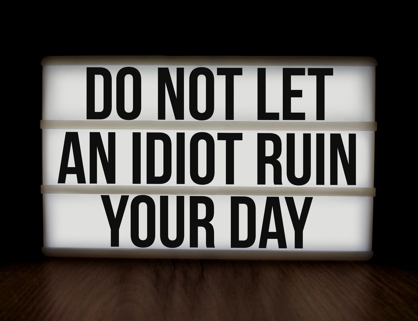 motivational quote on lightbox display