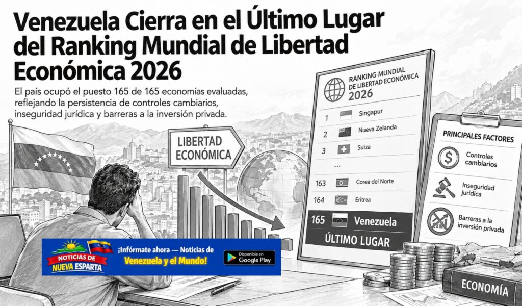 Venezuela Cierra en el Último Lugar del Ranking Mundial de Libertad Económica 2026