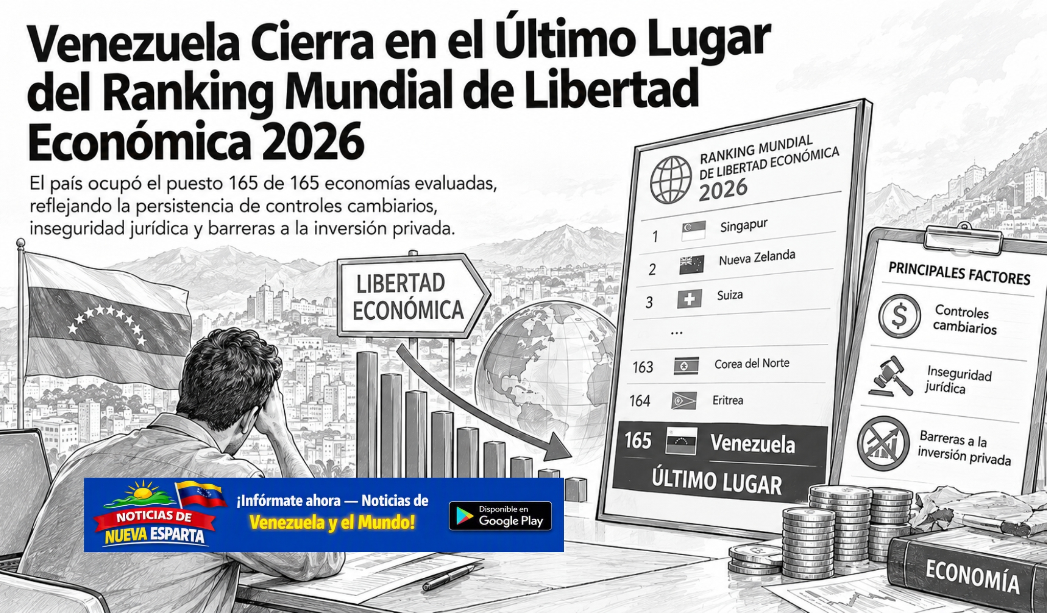 Venezuela Cierra en el Último Lugar del Ranking Mundial de Libertad Económica 2026